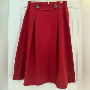 WHBM White House Black Market Women Midi Skirt Size 6 Full A-Line Floral Brosh